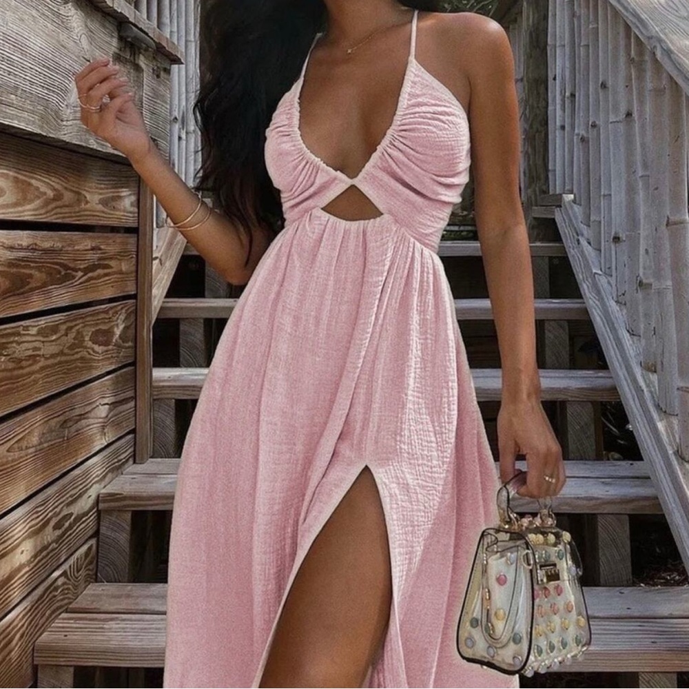 Commende Pink Halter Dress Medium
